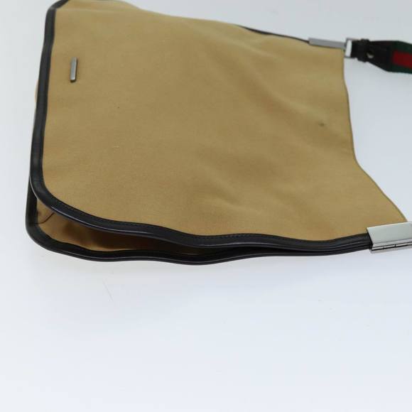 GUCCI Web Sherry Line Shoulder Bag Canvas Beige Green 001 4321 2684 Auth ac2967 - Picture 3 of 16